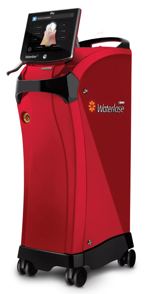 Red iPlus dental laser device close-up in compressed image, Northshore Dentistry | Glenview, IL